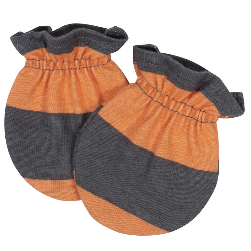 Grow by Gerber Baby Boys 4-Pack Mittens, Grey/Ivory/Orange, Newborn - Image 4